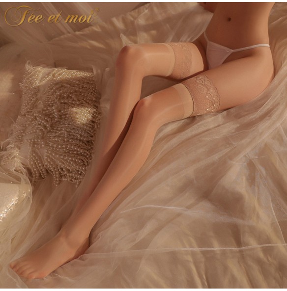 FEE ET MOI Silicone Glossy Lace Top Thigh High Stockings (Skin Color) FEE ET MOI Silicone Glossy Lace Top Thigh High Stockings (Skin Color)